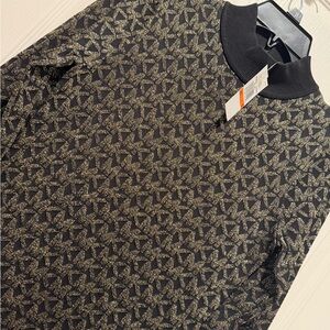 NWT Michael Kors Black Gold Sparkle Logo Dress